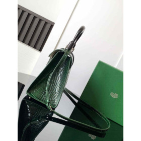 Goyard Sa&Atilde;&macr;gon PM Crocodile Leather Embroidered Green Bag