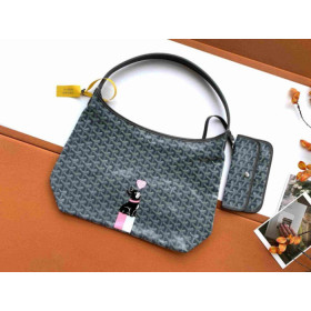 Goyard Boheme Hobo Heart & French Bulldog Grey Bag