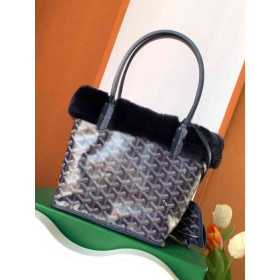 Goyard Rabbit Fur Mini Tote Navy Blue Bag