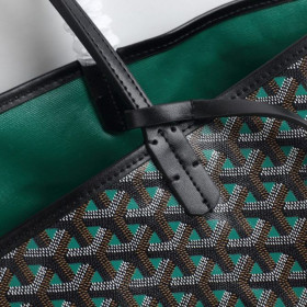 Goyard Saint Louis Claire Voie GM Black with Aqua Green Bag