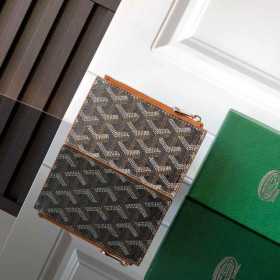 Goyard Bourbon Zipped Card Holder Black & Tan Bag