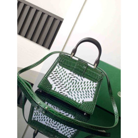 Goyard Sa&Atilde;&macr;gon Structure Mini Crocodile Leather Embroidered Green Bag