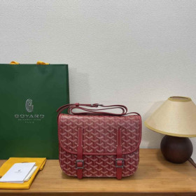 Goyard Belvedere Messenger Goyardine MM Red Bag