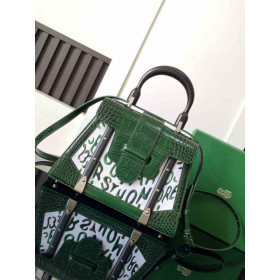 Goyard Sa&Atilde;&macr;gon PM Crocodile Leather Embroidered Green Bag