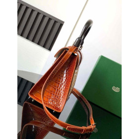 Goyard Sa&Atilde;&macr;gon PM Crocodile Leather Embroidered Brown Bag