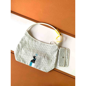Goyard Boheme Hobo Heart & French Bulldog White Bag