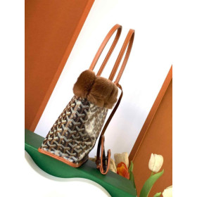 Goyard Rabbit Fur Mini Tote Black & Tan Bag