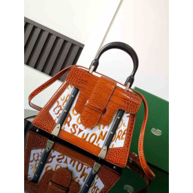 Goyard Sa&Atilde;&macr;gon PM Crocodile Leather Embroidered Brown Bag