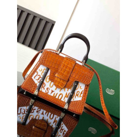 Goyard Sa&Atilde;&macr;gon Structure Mini Crocodile Leather Embroidered Brown Bag