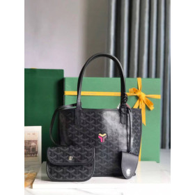 Goyard Anjou Mini Limited Edition Three-Color Y-Shaped Letters Painted Black Bag
