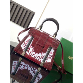 Goyard Sa&Atilde;&macr;gon PM Crocodile Leather Embroidered Burgundy Bag