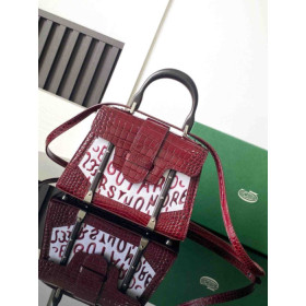 Goyard Sa&Atilde;&macr;gon Structure Mini Crocodile Leather Embroidered Burgundy Bag