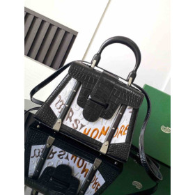 Goyard Sa&Atilde;&macr;gon PM Crocodile Leather Embroidered Black Bag