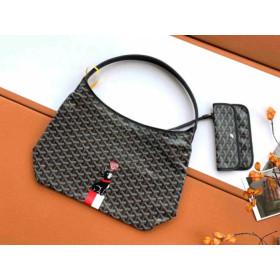 Goyard Boheme Hobo Heart & French Bulldog Black Bag