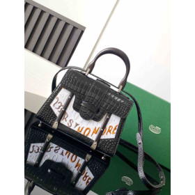 Goyard Sa&Atilde;&macr;gon Structure Mini Crocodile Leather Embroidered Black Bag