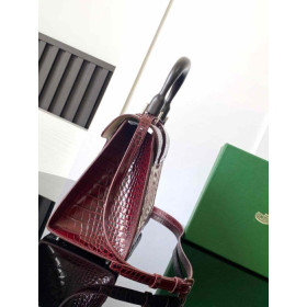 Goyard Sa&Atilde;&macr;gon PM Crocodile Leather Embroidered Burgundy Bag